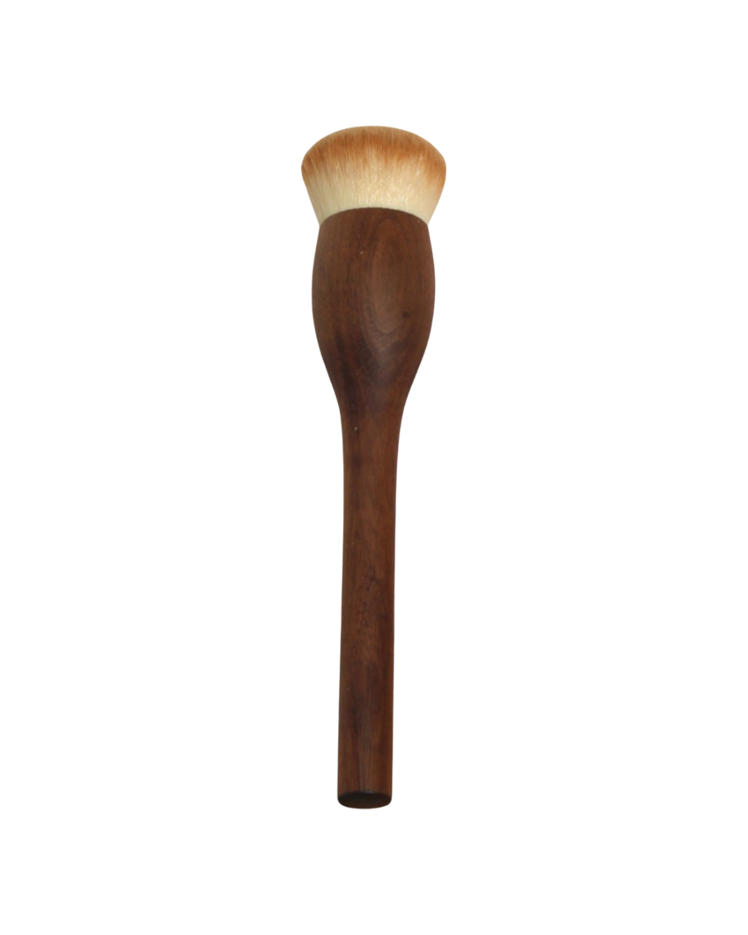 The & Tread Well Dry Shampoo Brush is a vegan scalp exfoliator with a wooden handle and densely packed, rounded light brown and cream bristles, shown on a transparent background.