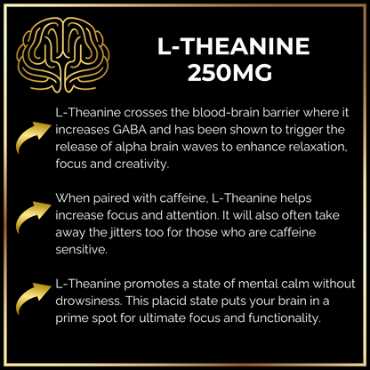 The image showcases information about Keto Brainz Nootropic Creamer by Keto Brainz Nootropics. The text highlights the benefits of its ingredients in boosting GABA levels, and enhancing relaxation, focus, and creativity, particularly when combined with caffeine. It supports mental calm without causing drowsiness. A brain graphic is featured as well.