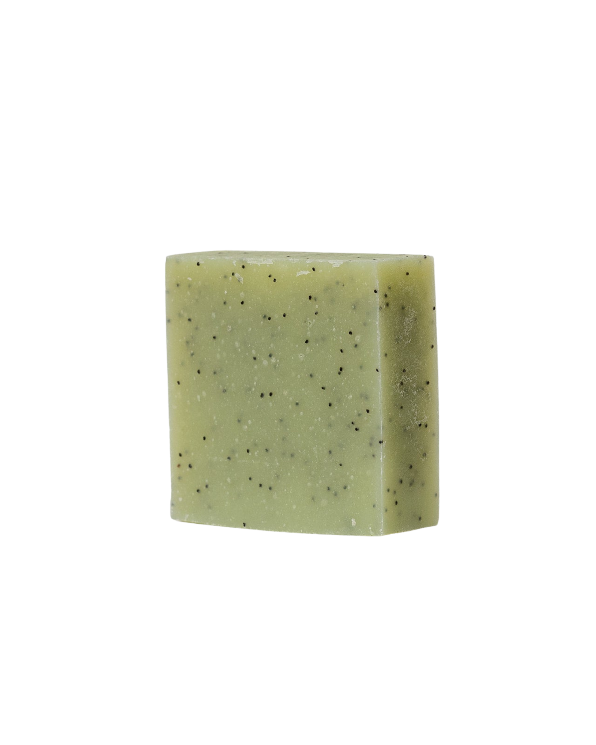 A rectangular bar of Blue Tansy & Raw Honey Tallow Soap by My Neighbor’s Tallow, featuring small black specks, set against a white background.