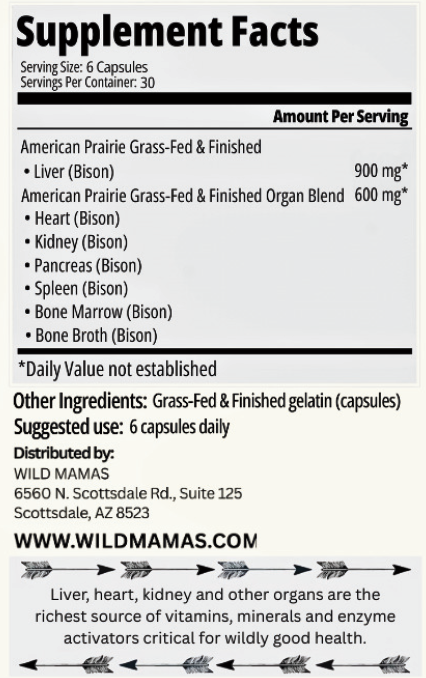 Supplement Facts label for Wild Child - Complete Multivitamin For Kids by Wild Mamas, with ingredient and distributor details.