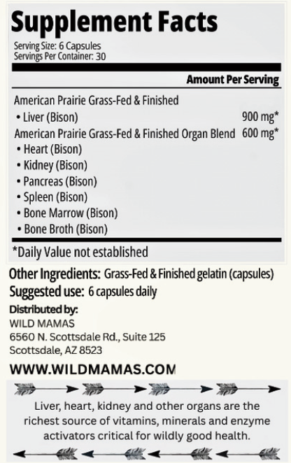 Supplement Facts label for Wild Child - Complete Multivitamin For Kids by Wild Mamas, with ingredient and distributor details.